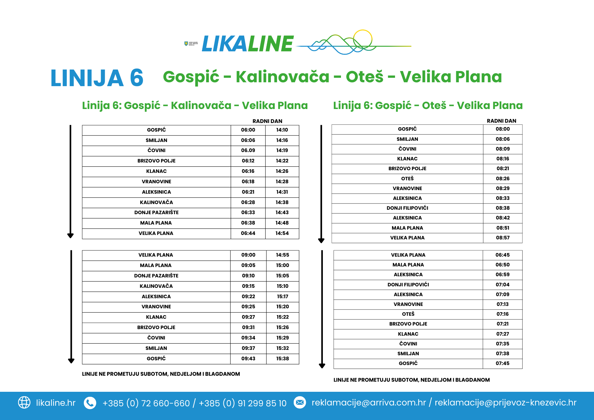 Gospić-Kalinovača-Oteš-Velika Plana