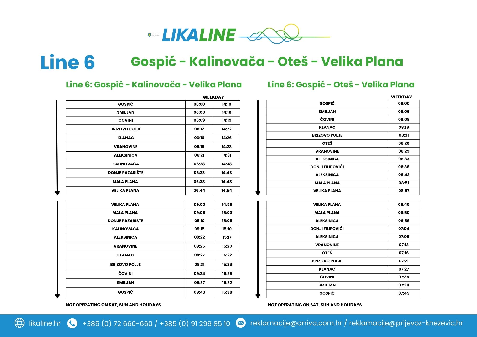 Gospić-Kalinovača-Oteš-Velika Plana